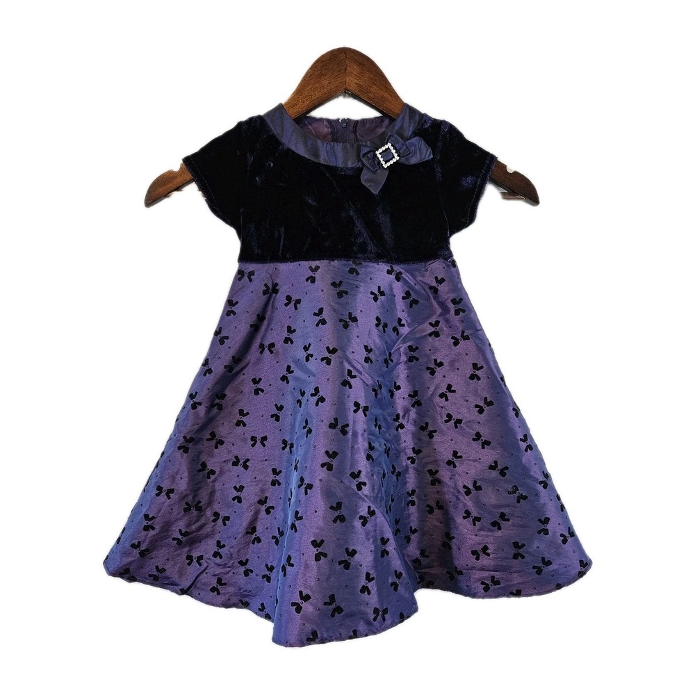 Goodlad of Philadelphia Girls Dress 3T Purple Velvet Taffeta Petticoat Bow Event